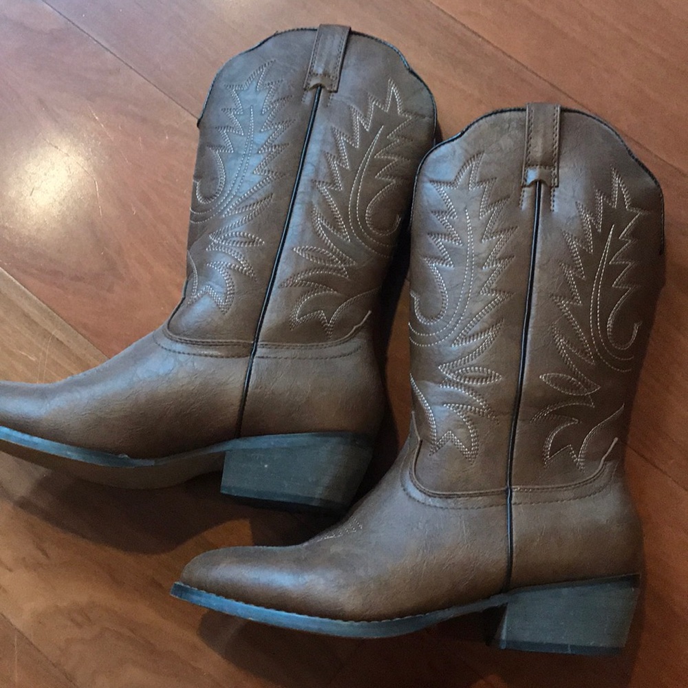 Faux Leather Cowboy Boots
